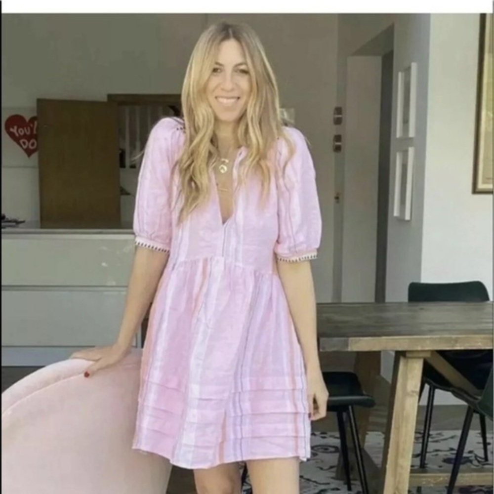H&M x LEMLEM Linen Pink Stripe Dress Bloggers Favorite